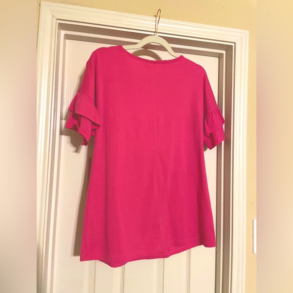Pink Ruffle Sleeve Top - Picture 2 of 5